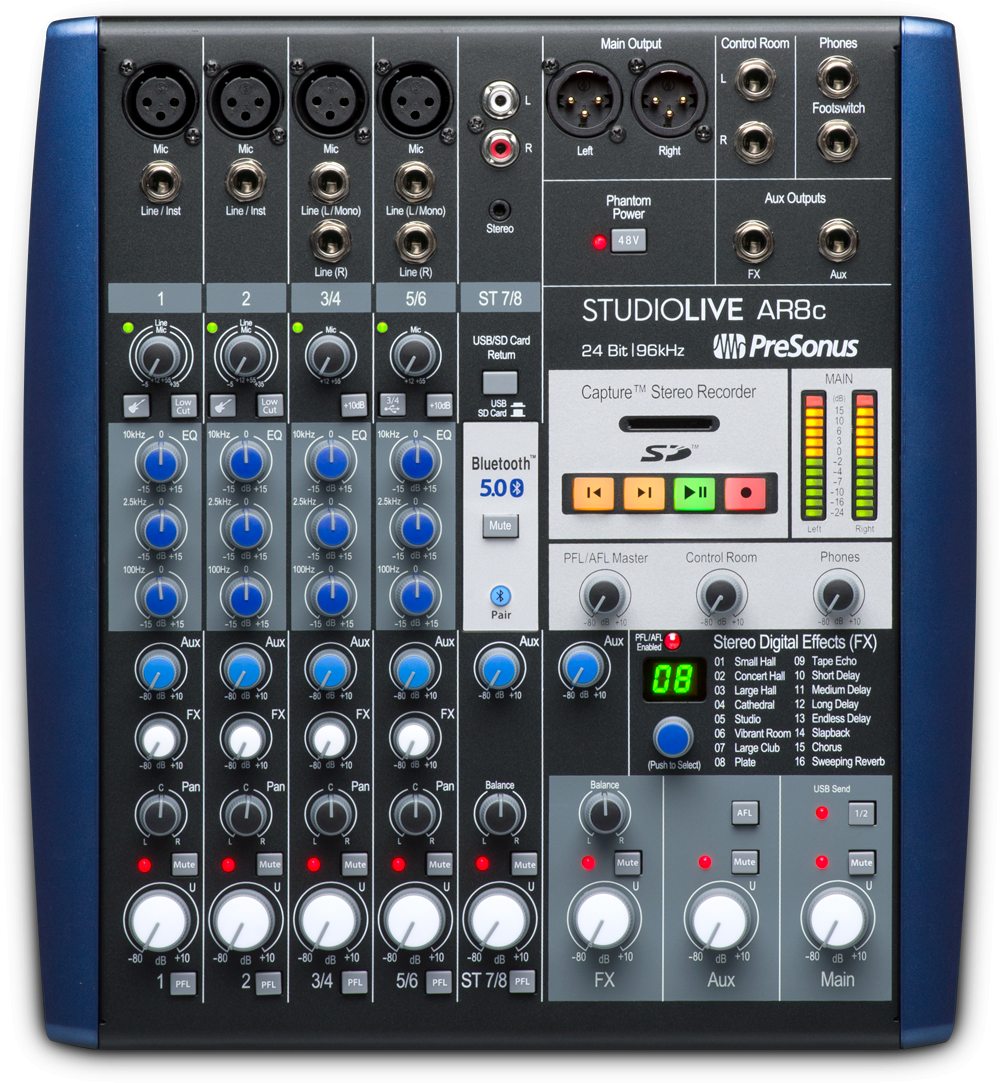 PRESONUS StudioLive AR8 8-Ch Live Sound/Studio Mixer+CAMOPACK+Headphones+Mics - image 2 of 11