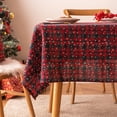 thumbnail image 1 of Nvzi Christmas Plaid Tablecloth Rectangle Table Cover for Farmhouse Christmas Party Decoration-Fine grid small snowflakes-SIZE H:55*102inch, 1 of 5