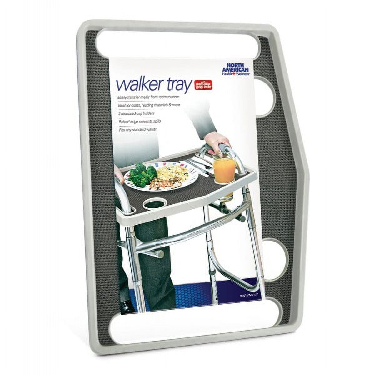 Jobar International North American Health + Wellness Walker Tray With Non-Slip Grip Mat