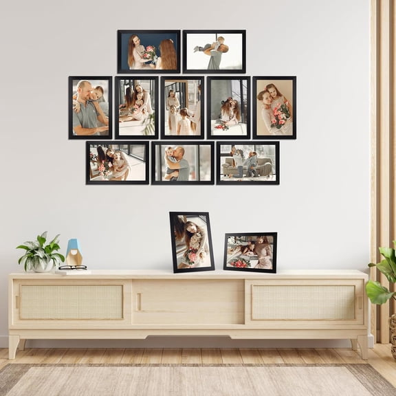 8x12 Picture Frame Black, Multi 8 x 12 Photo Frames Bulk for Wall or Tabletop Display, 12 Pack