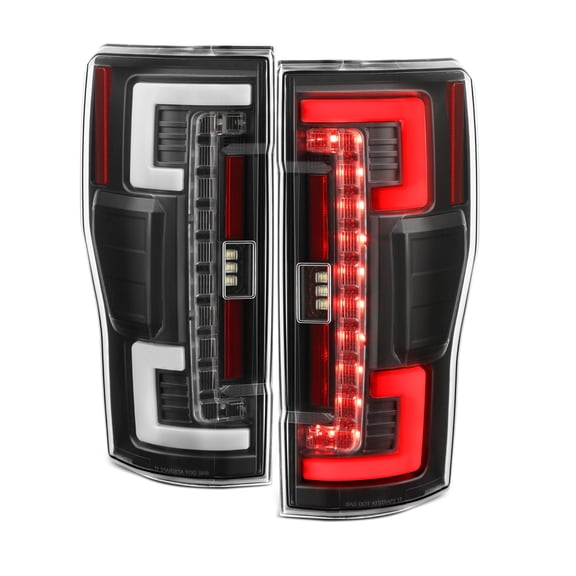 AKKON - Fits 17-19 Ford F250 F350 F450 Super Duty LED Stripe Tube Bar [Blind Spot Monitor, Factory LED Tail Lights Model Only] Black Tail Lights Left Right Pair