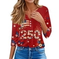 thumbnail image 4 of 4th of July Shirts Women American Flag 3/4 Sleeve Tops Henley V Neck Button Patriotic Shirts Memorial Day USA Blouse, 4 of 6