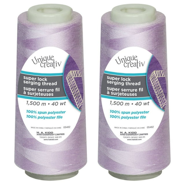 UNIQUE CREATIV TRULOCK Serging Thread — 100% Polyester, 40 wt, 1500 m Cone for Overlock Machines