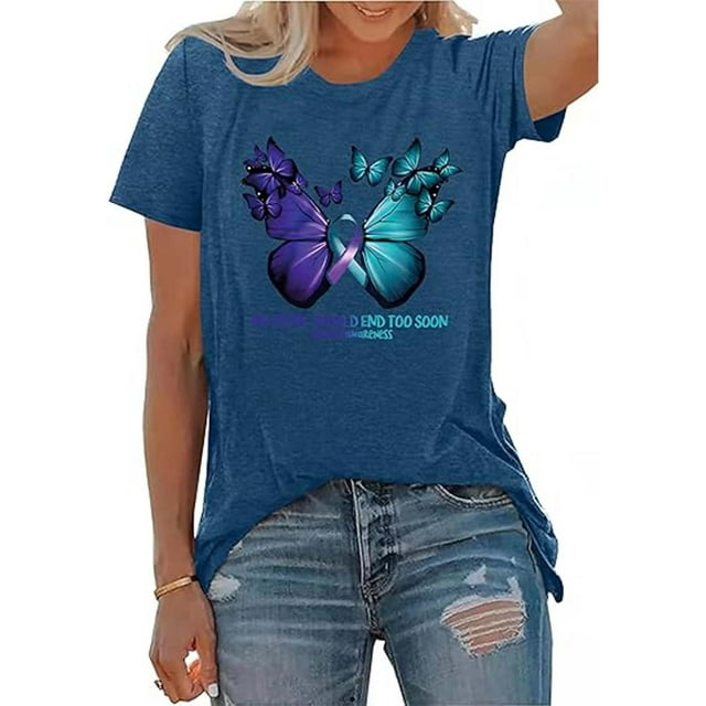 TINZ T-Shirt Classique à Motif pour Femmes, Couleur Unie, Col Rond, Manches Courtes, Décontracté, pour Usage Quotidien, Haut d'Exercice, Chemise Ample à Manches Longues