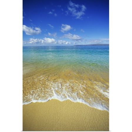Great BIG Canvas | "Hawaii, Maui, Makena Beach, Shoreline And Calm Turquoise Ocean" Art Print - 32x48