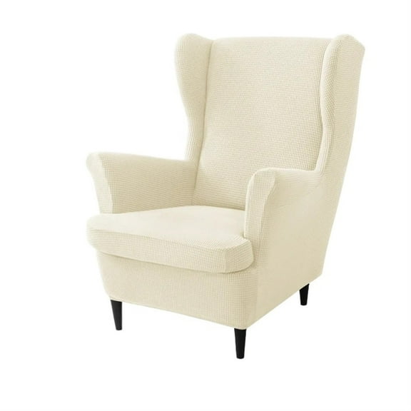 Polar Fleece Wing Chair Cover High Back Armchair Covers Elastic Non Slip Sofa Slipcovers With Seat Cushion Cover