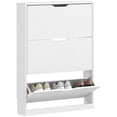 thumbnail image 1 of HOMCOM Shoe Cabinet with 3 Flip Drawers, Slim Shoe Storage Cabinet, White, 1 of 10