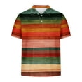 thumbnail image 3 of ZCFZJW Men's Classic Fit 100% Cotton Soft Short Sleeve Colorful Stripe Print Polo Shirt Big and Tall Regular Fit Casual Button up V Neck Henley Shirts Tops Multicolor#12 XXXL, 3 of 4