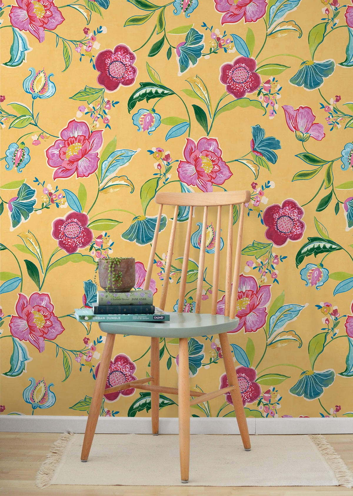 NextWall Cantaloupe Painterly Floral Peel and Stick Wallpaper