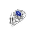 thumbnail image 4 of RYLOS Rings for Women 14K White Gold Ring with Oval 7X5MM Gemstone &  Sparkling Diamonds Blue Star Sapphire Jewelry Size 5, 4 of 8
