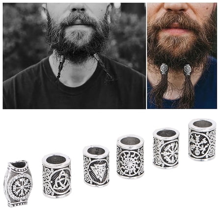 Beard Hair Beads Vintage Viking Hair Braiding Beads Jewelry Bracelet Making Beads Pendant Necklace DIY Accessories Beads 6pcs