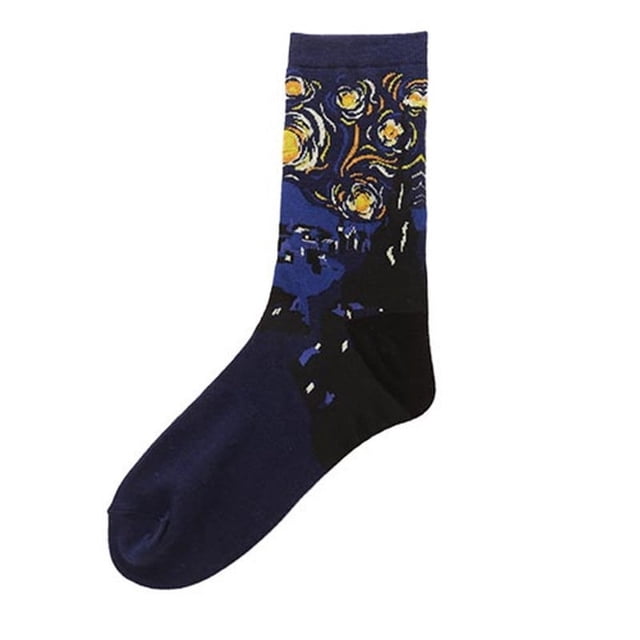 Calcetines de otoño e invierno para hombre, calcetines personalizados de la serie de pinturas de fama mundial retro literarias, calcetines de pintura al óleo para hombre