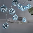 thumbnail image 4 of Disco Ball String Lights, Silver Mirror Mosaic, 20 LEDs 9.8ft Length 1 Pack, Decorative Lighting for Disco Party Birthday Wedding Holiday Bedroom Indoor Outdoor, 4 of 5