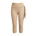 thumbnail image 4 of GPOECD Womens Stretch Waistband Shorts 7 Inch Inseam Casual Legged Pants Comfortable Everyday Wear elastic waist shorts women Khaki,M, 4 of 4