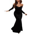 thumbnail image 4 of MesaSe Femmes de Velours Longues Robes de Soirée Cocktail Robe de Bal Mariage Formelle Sirène Maxi Robe, 4 of 7