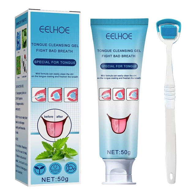 Gel de limpieza de lengua con cepillo Menta Desodorante bucal Mal aliento Rascador fresco
