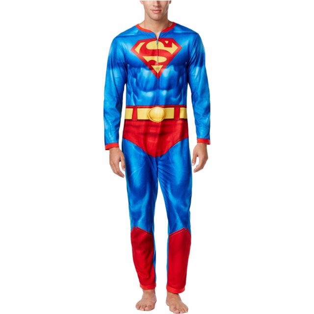 Disfraz completo de mono de Superman para hombre, azul, grande