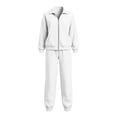 thumbnail image 7 of MexChoioe Womens Soft Solid Color 2 Piece Tracksuit Stand Collar Full Zip Sweatshirt and Jogger Pants Streetwear Sports Outfit Set for Womens, 7 of 7
