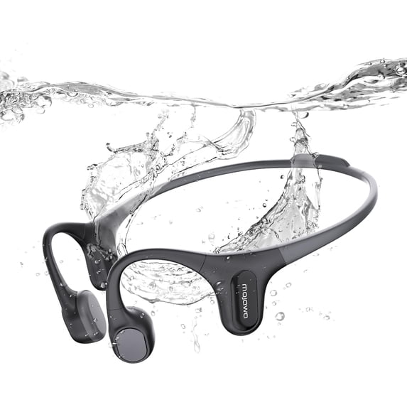 Restored Mojawa Run Plus Bone Conduction Headphones, Open-Ear Bluetooth Headphones, 32GB MP3 Player, IP68 Waterproof Swimming Earbuds, Deep Bass, Secure Fit for Running, Gym and Daily Use, Black (Refurbished)