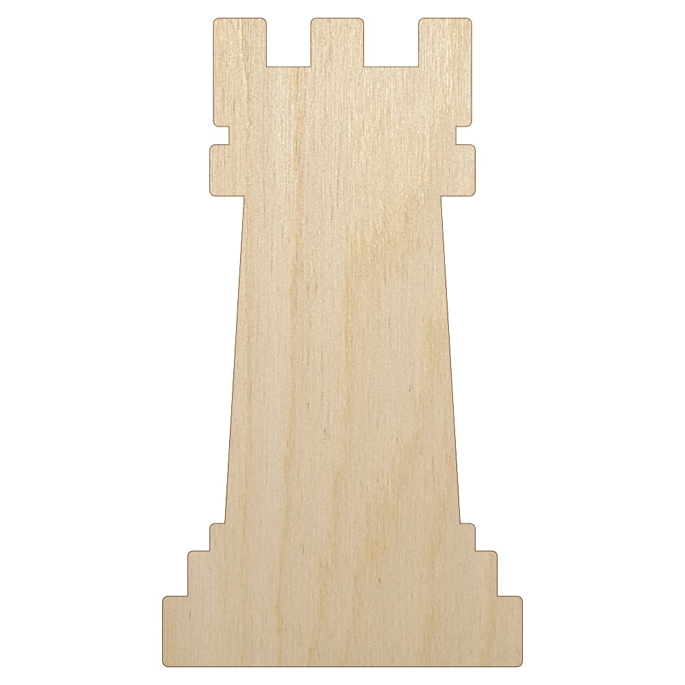 Chess Rook Piece Wood Shape Unfinished Piece Cutout Craft DIY Projects ...