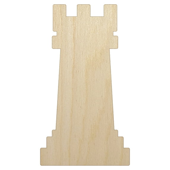 Chess Rook Piece Wood Shape Unfinished Piece Cutout Craft DIY Projects - 6.25 Inch Size - 1/4 Inch Thick