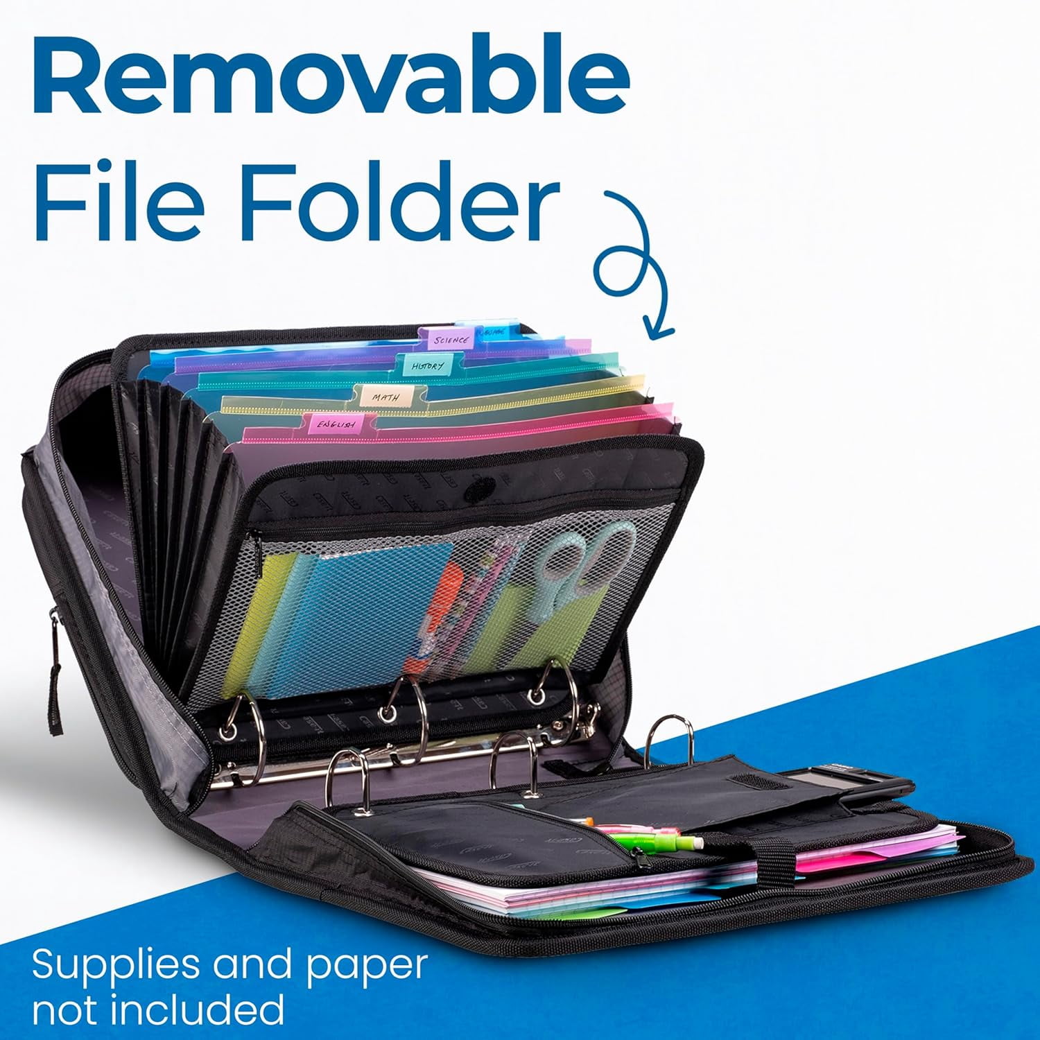 Case-it Universal Dual Binder Pack, 2 Set of 2” D-Ring Dual, W/Removable File Folder Hold Down Pages, Backpack Style Straps, Padded Laptop Pocket, Front Flap Pocket, Laptop Storage