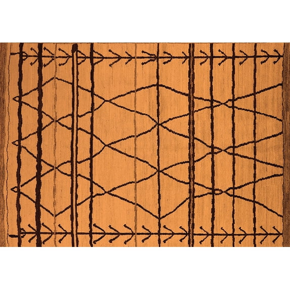 Ahgly Company Indoor Rectangle Solid Orange Modern Area Rugs, 7' x 9'