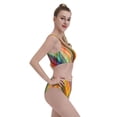 thumbnail image 4 of Daiia Abstract Watercolors Tartan printed 2 piece Swimsuit Bikinis for Women High Waisted Racerback Bathing Suits Summer Tummy Control Scoop Neck Swimwear-Small, 4 of 8