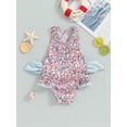 thumbnail image 3 of Suealasg Kids Girls One Piece Swimsuits Child Girls Floral Print Sleeveless U-Neck Romper Swimwear Toddler Girl Summer Sun Protection Bathing Suit Beachwear 1-6 Yearsc, 3 of 9