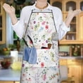 thumbnail image 6 of Pioneer Flower Floral Print Pattern Apron-Garden Aprons for Women with Pockets-Cotton Linen Waterproof Kitchen Cooking Gardening Aprons Adjustable for Kitchen,Cooking,BBQ and Salon 33x27 Inch, 6 of 7