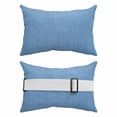 thumbnail image 3 of Chaise Lounge Headrest Pillow 2 Pack, Blue Burlap Texture Waterproof Chair Pillows with Insert & Adjustable Elastic Strap for Beach Pool Recliner, Farmhouse Vintage Blue Outdoor Patio Pillow, 3 of 9
