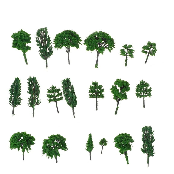 GOOHOCHY  100 Pcs Miniature Craft Trees Figurine Scale Foliage Model Green
