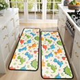 thumbnail image 4 of Dinosaur and Flower Beige Pattern Anti Fatigue Kitchen Rugs Set Of 2, Non Slip Washable Decorative Floor Mats for Sink Laundry and Home Use, 17"x47", 4 of 5