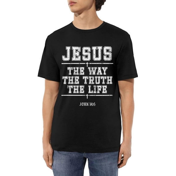 Jesus The Way The Truth The Life Vintage Men's Cotton T-Shirts Casual Crew Neck Tshirts Short Sleeve Tee Shirts,