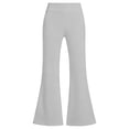 thumbnail image 6 of Siminsem Womens High Waist Flare Leggings With Pockets Butt Lifting Tummy Control Yoga Pants Petite Beach Clothes Casual Summer Travel Workout Wide Leg Lounge Pants, Grey, S, 6 of 6