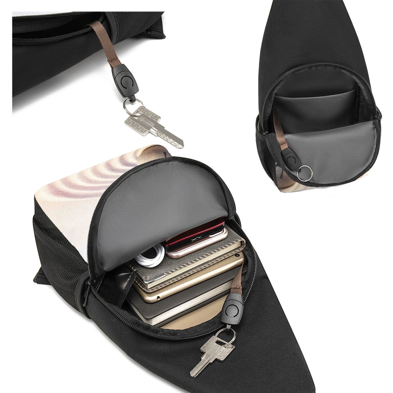 Xecao's Butterfly In Blossoms Zen Print Sling Bag: A Versatile Chest, Shoulder, and Crossbody Backpack for Casual Days Out, Perfect for Both Men and Women