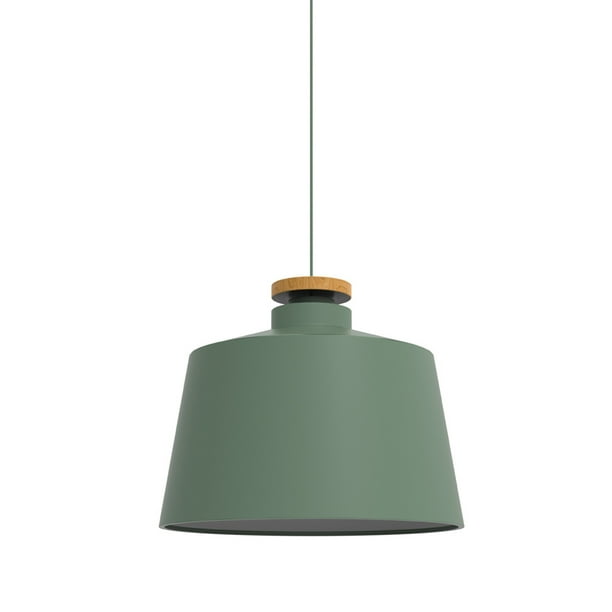 Lampara De Techo Colgante Macaron Retro Con Madera 28 Cm de Diámetro ilios innova Verde