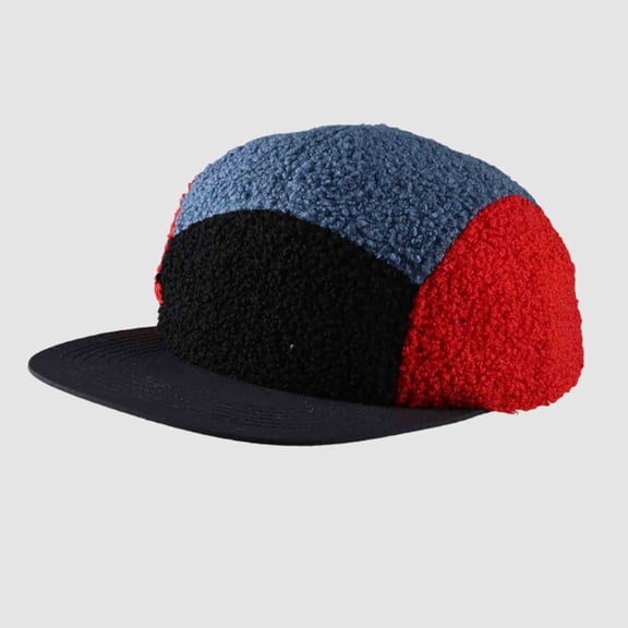 Fleece Baseball Cap for Men Women Thermal Warm Snapback Hats Unisex Couples Casual Color Block Adjustable Windproof Ski Snow Hat