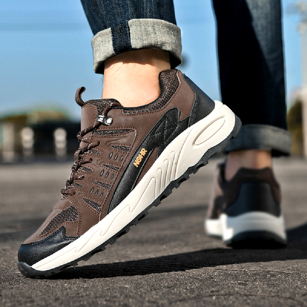 Mens Hiking Shoes Outdoor Lightweight Non-slip Breathable Sneakers Trekking Waterproof Comfortable Off-Road Shoes Brown 9.5 US