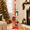 Red, variant on Green Wooden Christmas Stocking Holder Stand with 10 Hooks for Floor Display