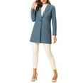 thumbnail image 2 of INSPIRE CHIC Women's Classic Notched Lapel Long Sleeves Long Overcoat S Grey Blue, 2 of 7
