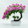 thumbnail image 4 of 1Pc Artificial Flowers, Artificial Plants Artificial Flowers Bonsai,Artificial Hydrangea Flowers in Ceramic Vase Mini Potted Plant for Wedding Home Party Office Table Decor, 4 of 8