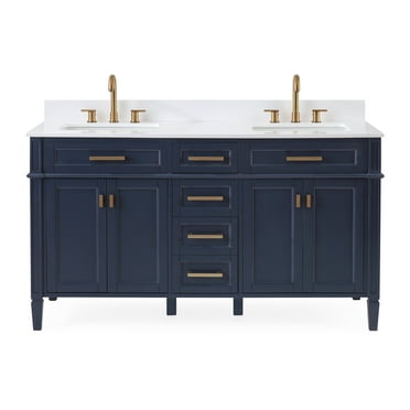 60" Tennant Brand Durand Modern Navy Blue Double Sink Bathroom Vanity 1808-D60NB