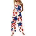 thumbnail image 2 of Iaqnaocc 4th of July Women's Jumpsuits Independence Day American Flag Stars Striped Sleeveless Jumpsuits Rompers Freedom Adjustable Strap Jumpsuits Baggy Festival Overalls Navy S, 2 of 5