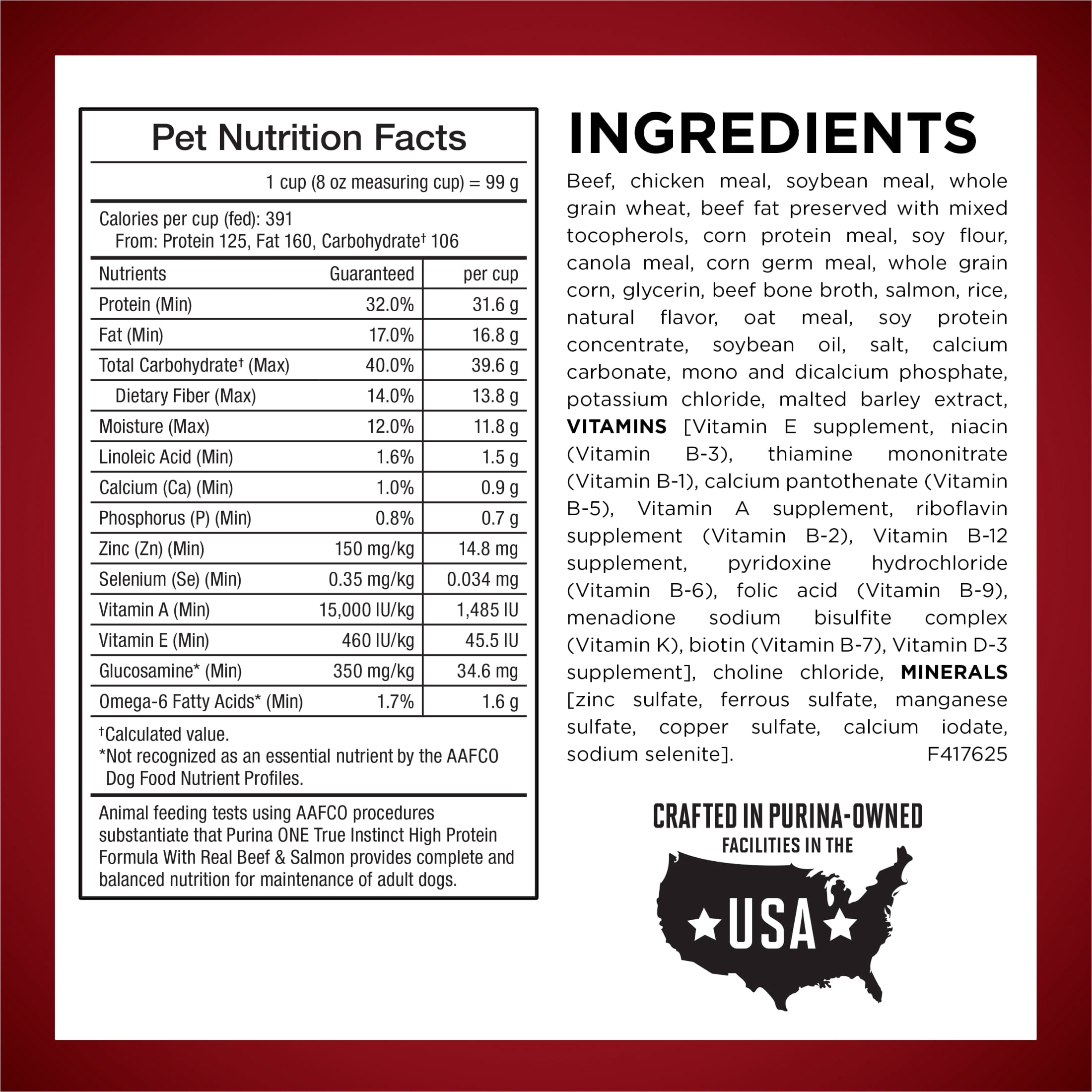 Purina ONE True Instinct High Protein Dry Dog Food with Real Beef & Salmon for Muscle Support, 15 lb Bag