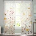 thumbnail image 2 of Spring Flowers Sheer Curtains 96 Inches Long 2 Panels Set, Window Sheer Curtains for Living Room/Bedroom, Watercolor Wildflowers Farmhouse Floral Light Filtering Rod Pocket Curtain 52'' x 96'' x 2, 2 of 7