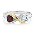 thumbnail image 2 of Gem Stone King 925 Silver and 10K Yellow Gold Ring Rhodolite Garnet Moissanite (1.01 Cttw), 2 of 5
