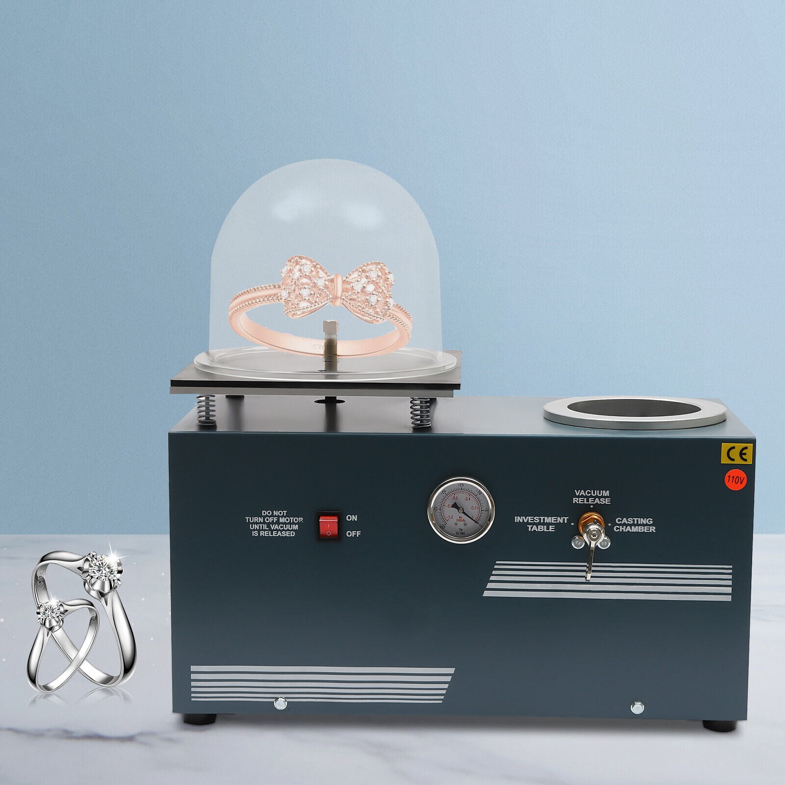 High Efficiency Vacuum Casting Machine, 375W, 2L Air Pump Capacity, Metal Air Switch, with Plexiglass Vacuum Hood, for Reducing Burrs and Bubbles