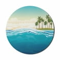 thumbnail image 1 of Tropical Mouse Pad for Computers, Coconut Tree Island Above Majestic Wave in the Ocean Holiday Landscape, Round Non-Slip Thick Rubber Modern Mousepad, 8" Round, Petrol Blue Mint Green, by Ambesonne, 1 of 2