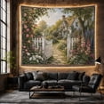 thumbnail image 6 of Cottage Garden Along a Curving Flower Path, Peaceful Watercolor for Nature Lovers, Countryside Decor, Housewarming Gift, Tapestry Wall Hanging for Bedroom and Living Room, 6 of 7